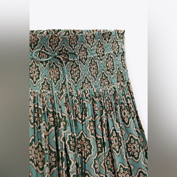 ZARA BOHO SMOCKED LONG PRINTED SKIRT - Picture 15 of 15